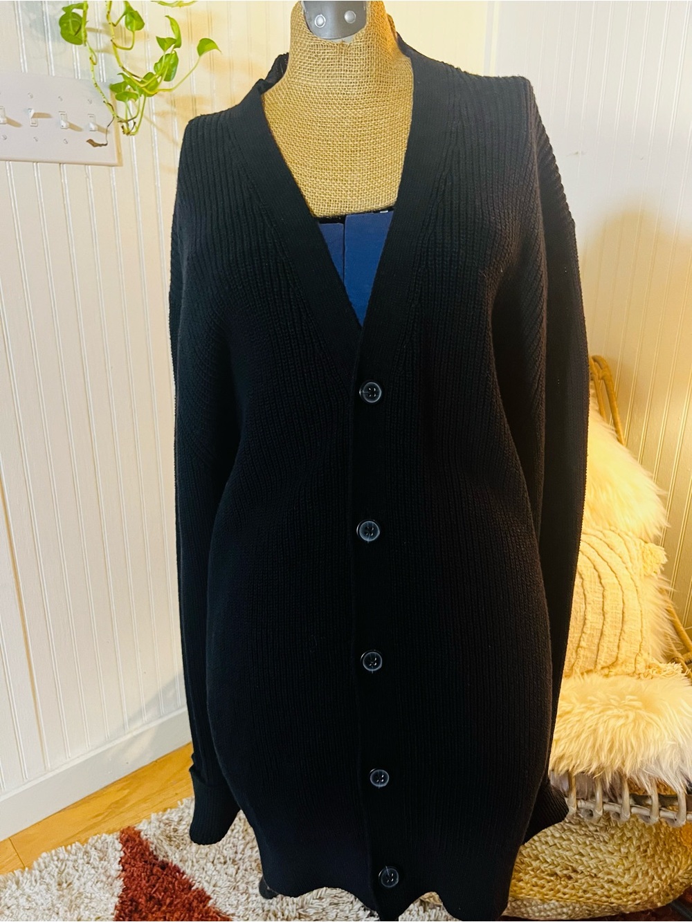Black V-Neck Button-Front Mens banana republic Sweater Cardigan